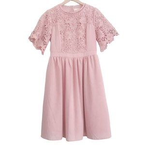 ROOLEE Pink Lace Midi Dress
